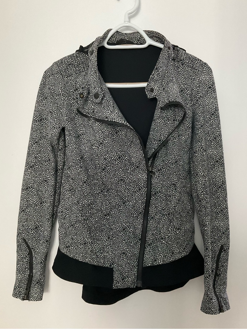 lululemon athletica Black & White Speckled Zip Moto Jacket